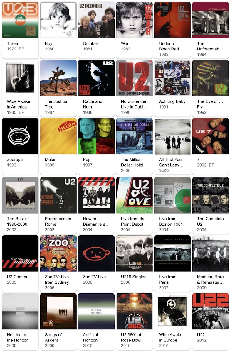 La discographie de U2 