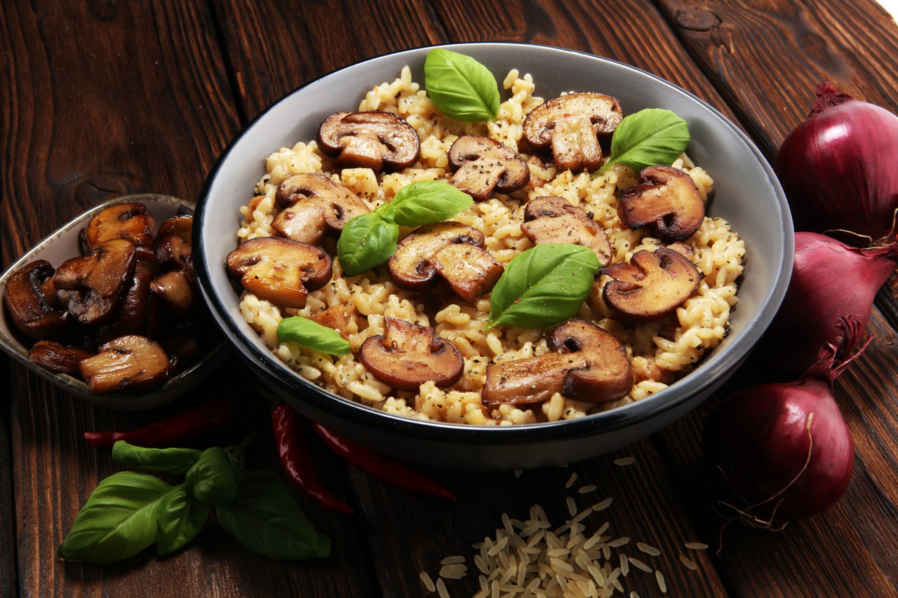 Risotto with mushrooms, fresh herbs and parmesan