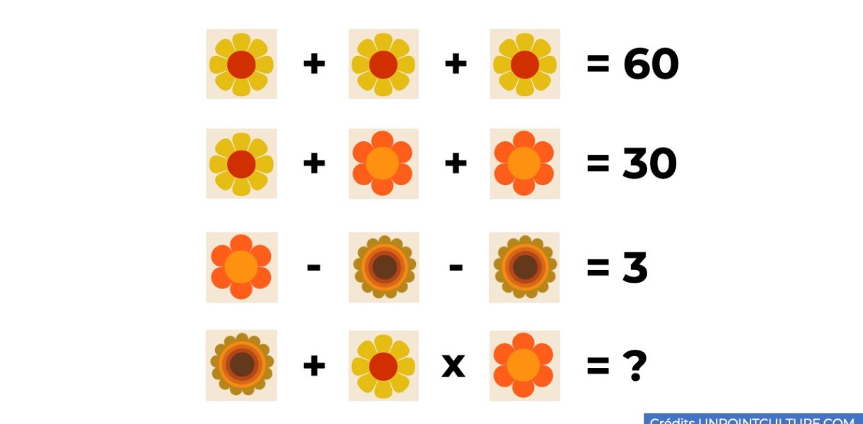 Problème mathématique calcul des fleurs à résoudre en 10 secondes max