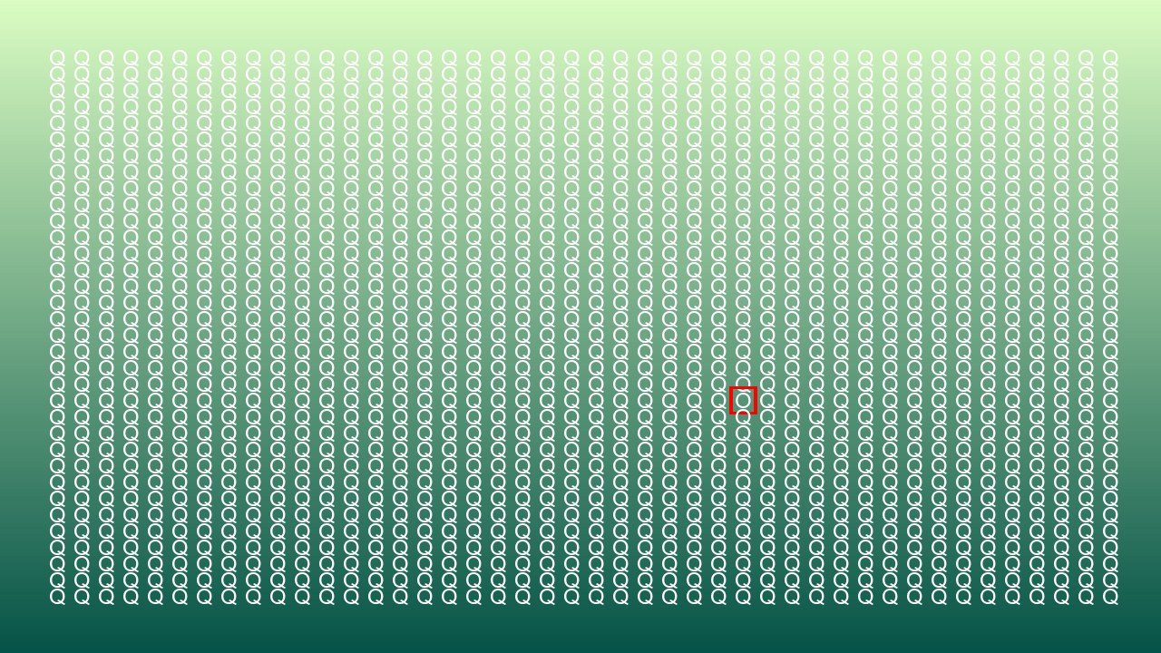 Solution du défi visuel, trouver la lettre O parmi les Q en moins de 15 secondes