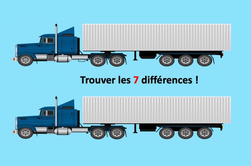 Objectif : Trouver 7 différences camion entre ces 2 camions en moins de 30 secondes