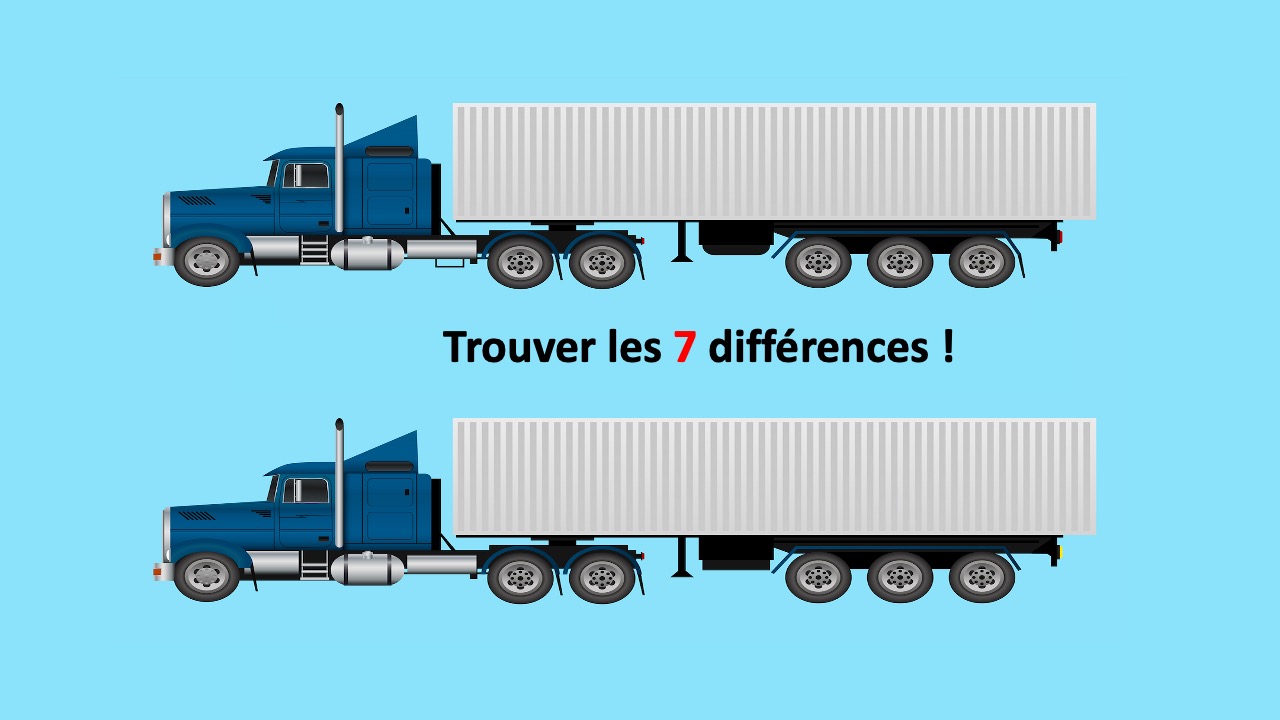 Objectif : Trouver 7 différences camion entre ces 2 camions en moins de 30 secondes