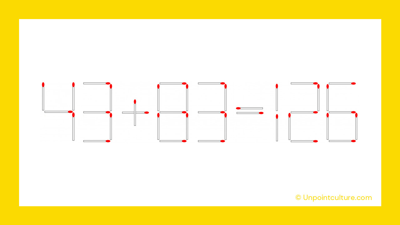 Voici la solution : 43 + 83 = 126