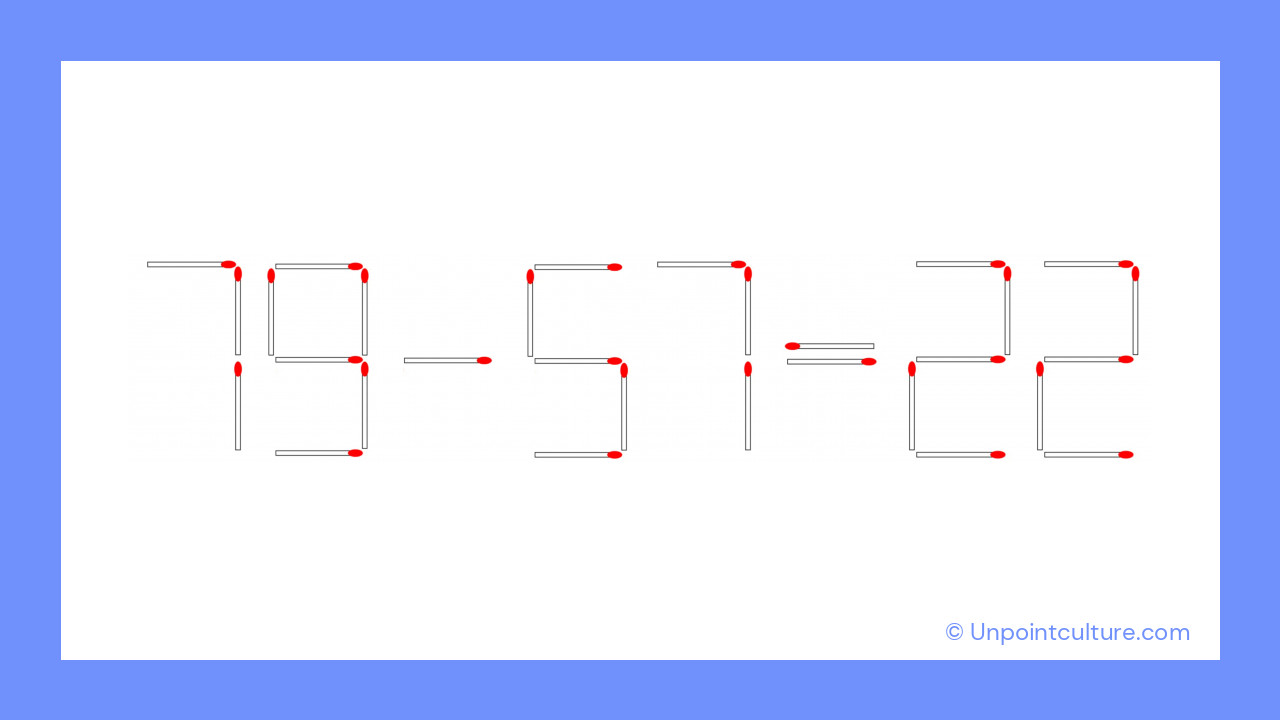 La solution : 79 - 57 = 22, en déplaçant une seule allumette