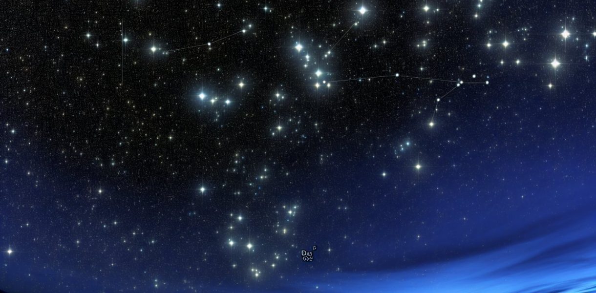 Un ciel étoilé avec des constellations visibles.