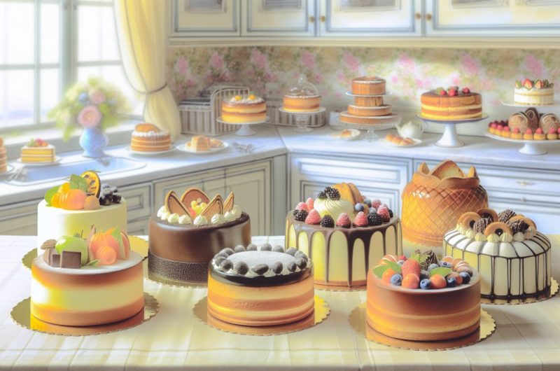 Un assortiment de gâteaux délicieux et appétissants disposés sur une table de cuisine.