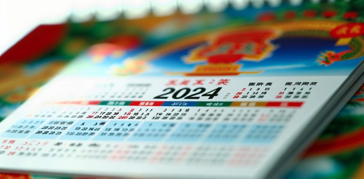 Un calendrier chinois avec l'année 2024 en évidence.