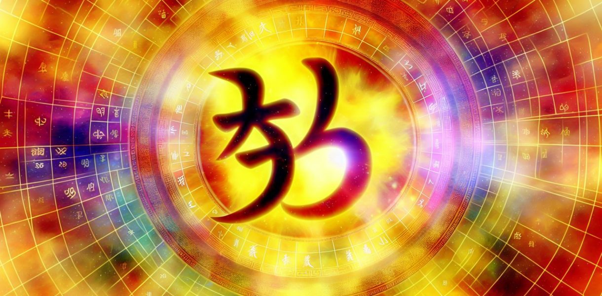 Deux symboles de signes astrologiques chinois placés devant un calendrier.