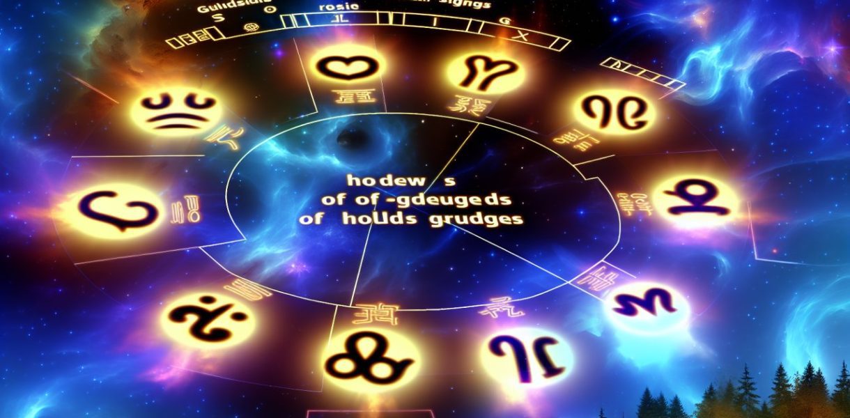 Un ensemble de symboles astrologiques gravés sur une pierre sombre.