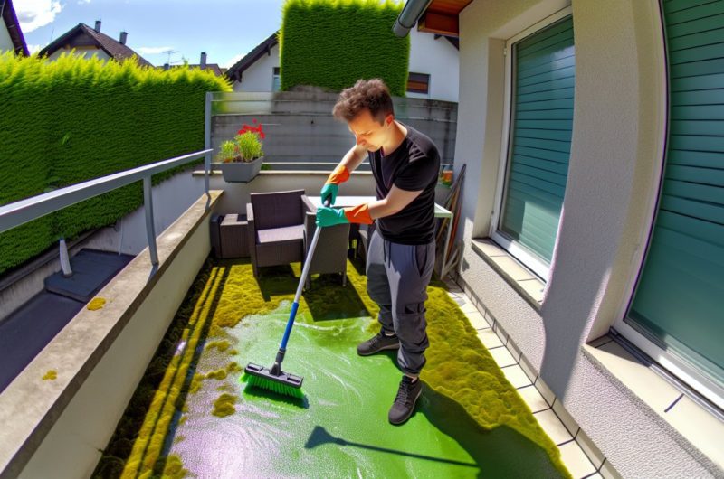 Comment éliminer efficacement la mousse verte sur votre balcon ou terrasse