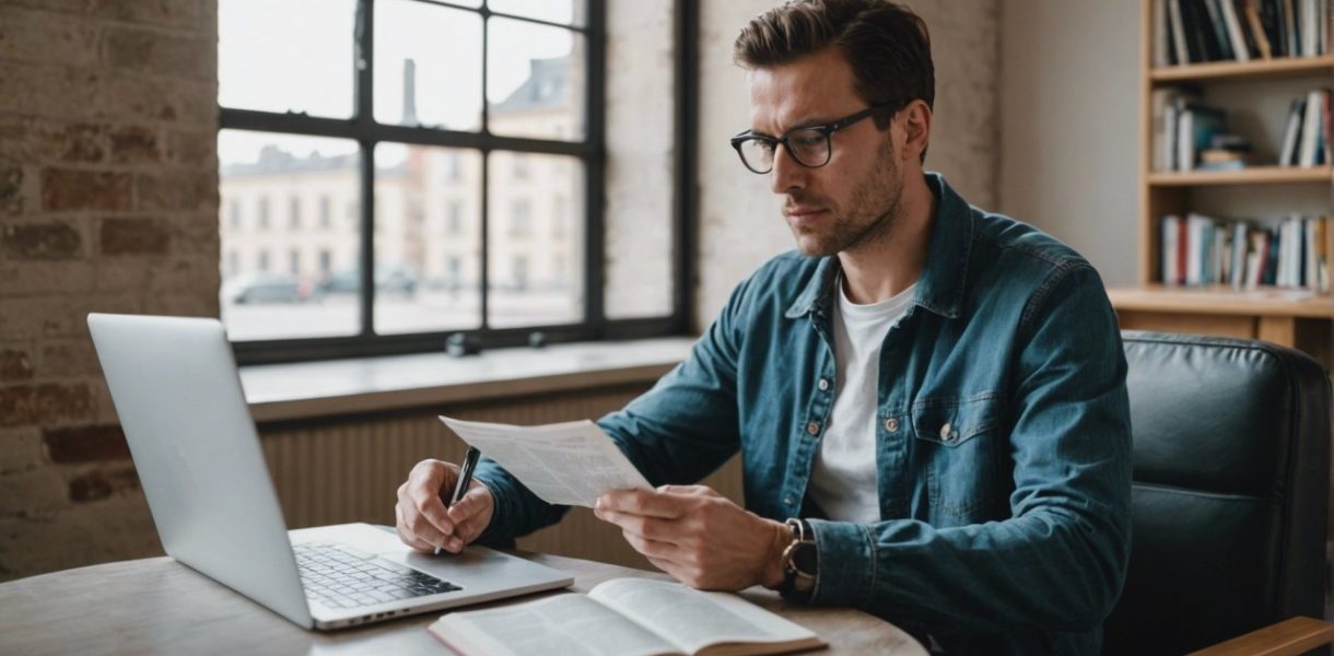 Homme en train de lire un article sur internet