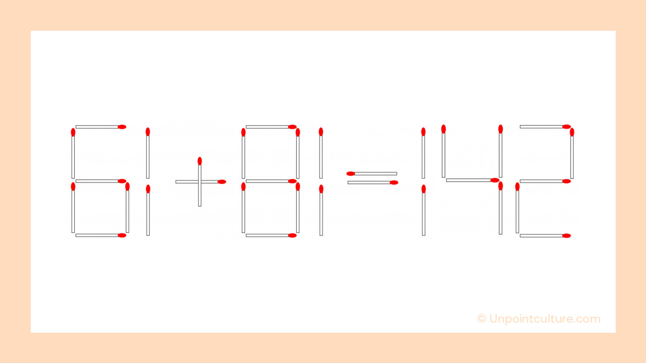 61 + 81 = 142 : Voici la solution correcte en déplaçant une seule allumette