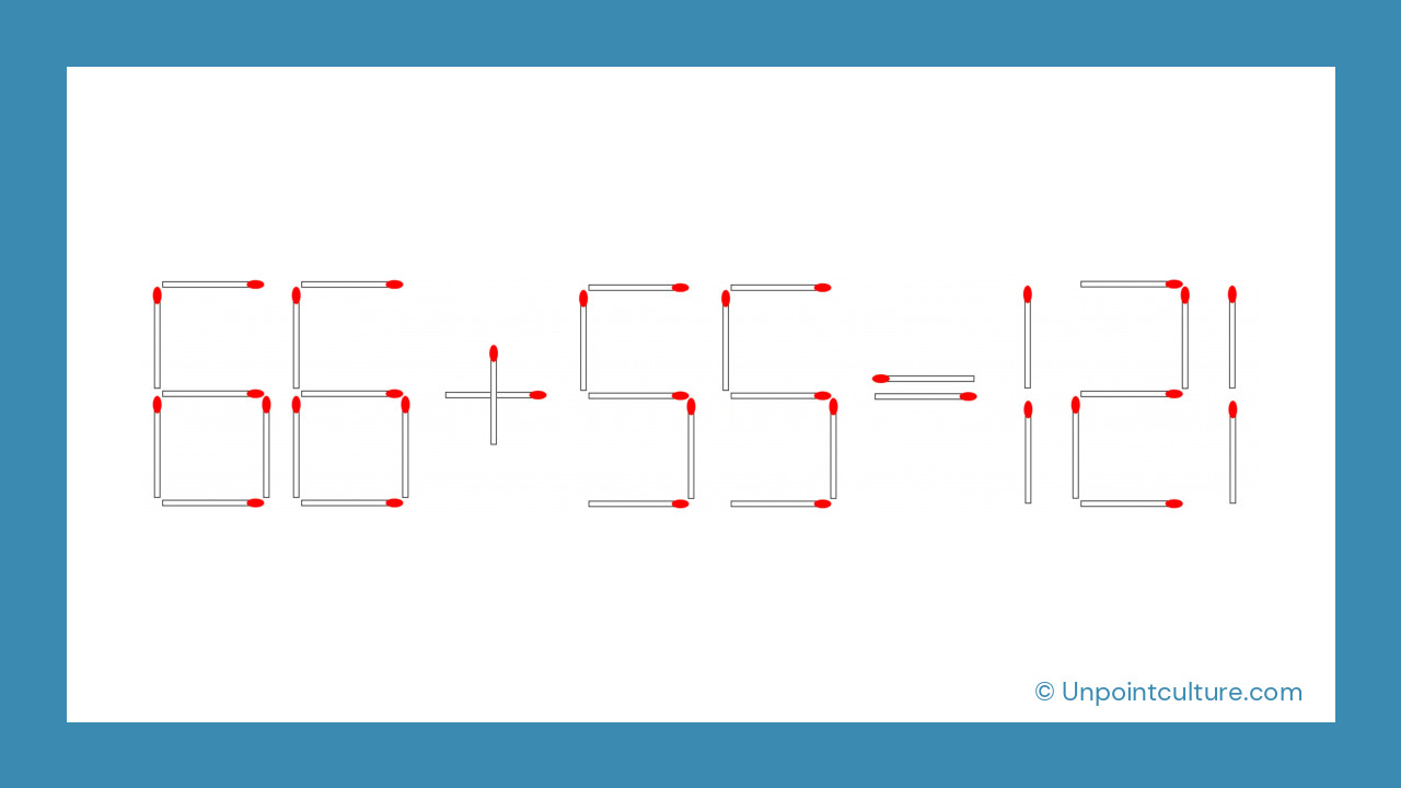 Solution : Transformez 66 - 55 = 721 en 66 + 55 = 121