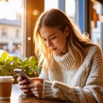 Femme qui lis un article sur telephone