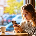 Femme qui lis un article sur telephone