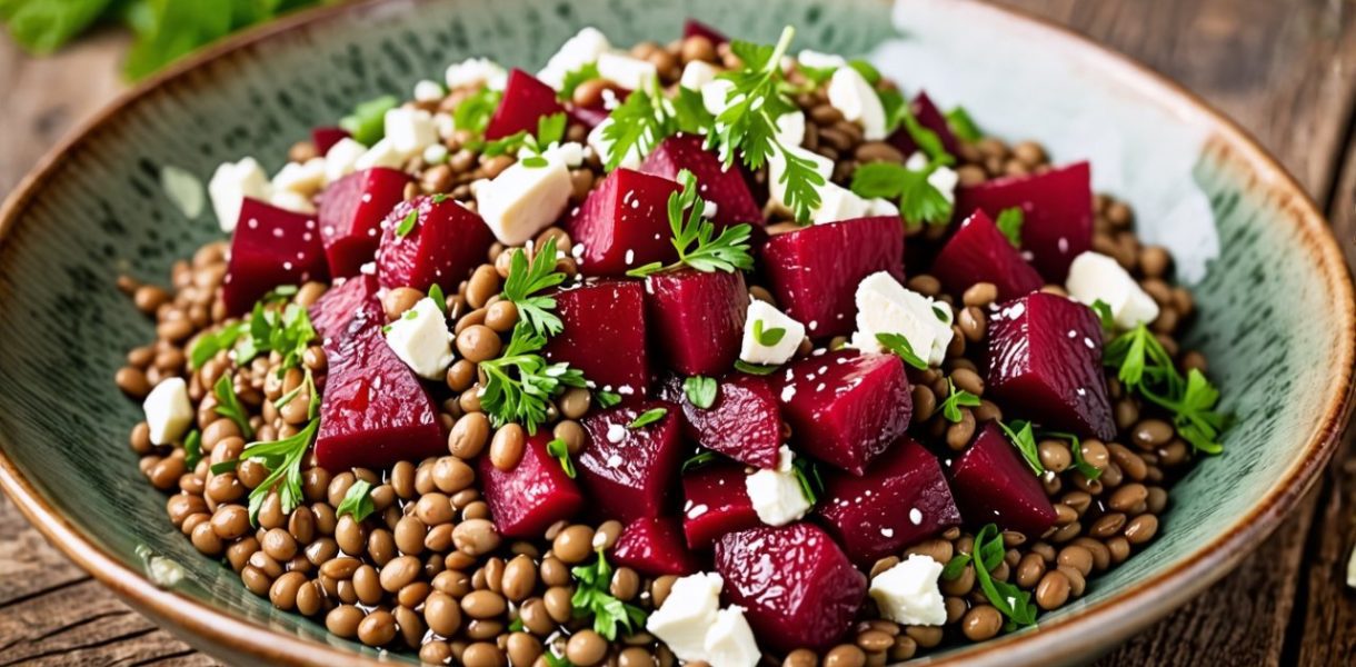 Salade tiède de lentilles, betterave et feta : une explosion de saveurs et de bienfaits