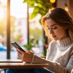 Femme qui lis un article sur telephone