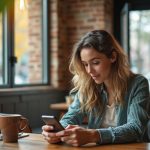 Femme qui lis un article sur telephone