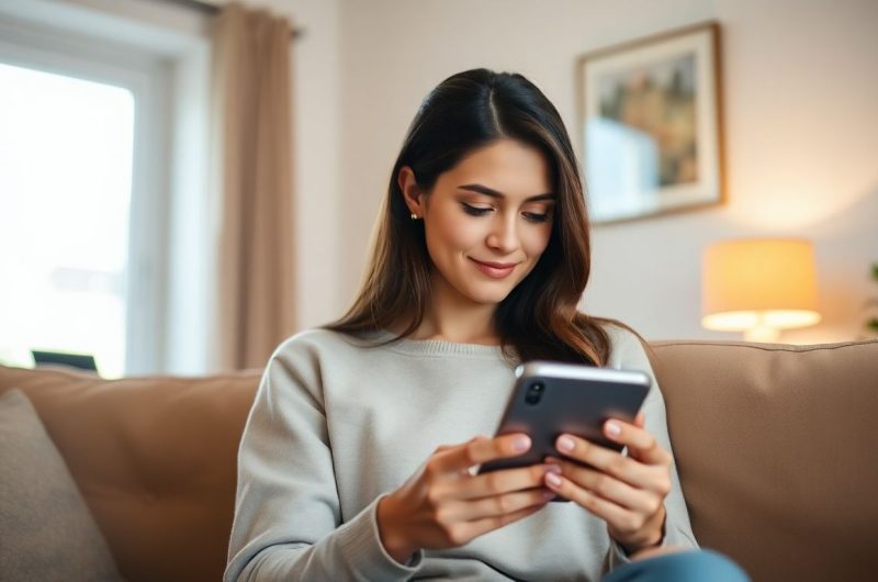 Femme qui lis un article sur telephone