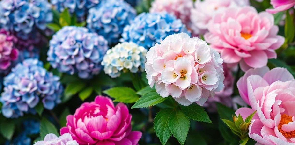 hortensias et pivoines