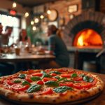 manger une pizza dans une pizzeria