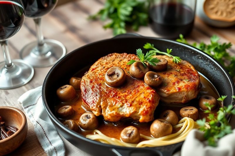 côtes de porc mijotées aux champignons