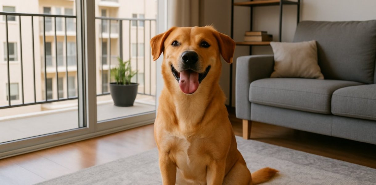 chien content en appartement