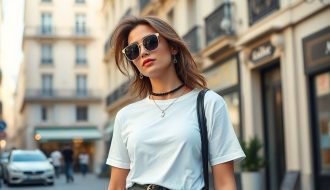une fashionista qui porte un  t-shirt blanc